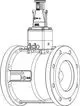 Differenzdruckregler mit einem Außengewinde und Flanschen zur Befestigung, der von IMI Hydronic Engineering hergestellt wird. Klar gekennzeichnete Durchflussrichtung.